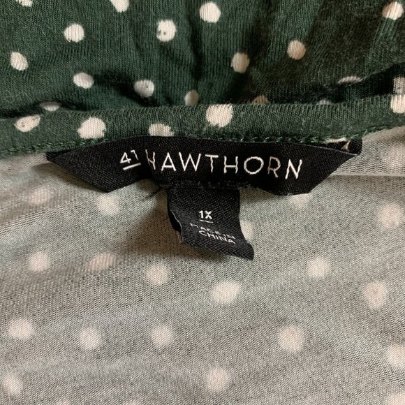41 Hawthorn Green Polka Dot Wrap Dress 1X Stretchy Retro Flattering - Picture 4 of 5
